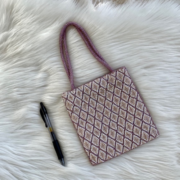 Vintage Valerie Stevens Pastel Lilac Purple Beaded Mini Bag - Picture 5 of 5